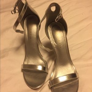 Silver 5” heels size 9